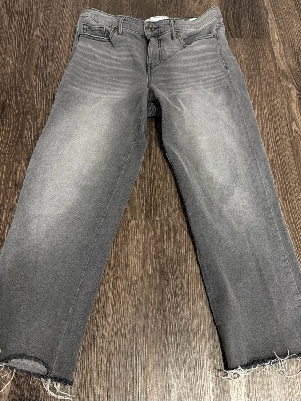 Anne Klein Women's Gray Washed Straight-Leg Jeans size 8